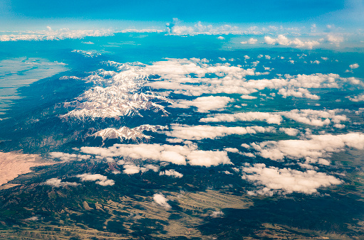 Aerial view of Colorado mountains, Colorado, USA, North America