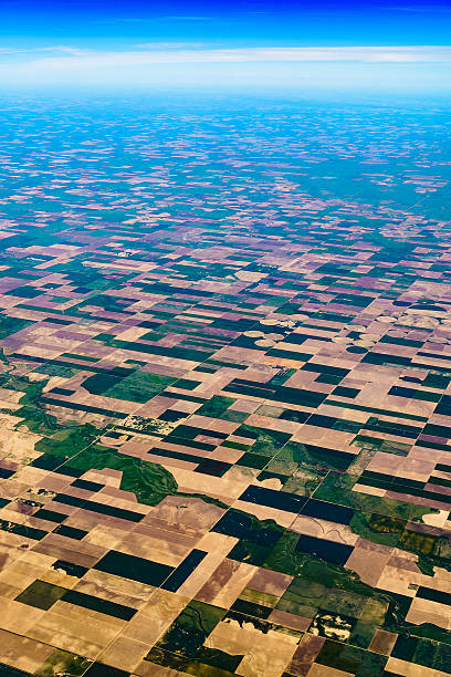istock Aerial view to patchwork's fields in middle Kansas, USA 543453110