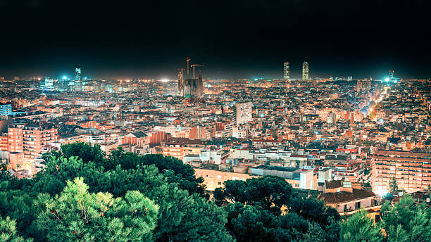 istock Aerial view Barcelona illuminated from the Montjuic 543454610