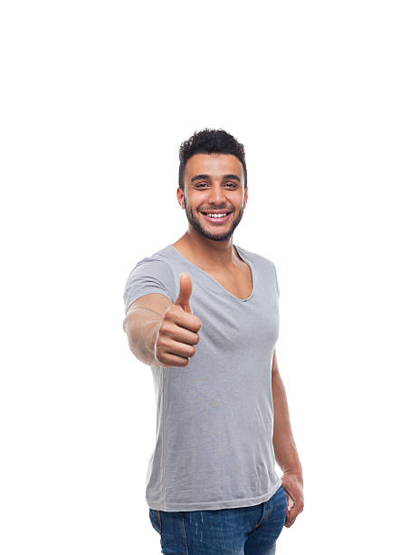 istock Casual Man Hold Thumb Up Happy Smile Young Handsome Guy 543455056