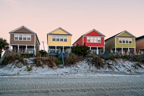 istock Beachfront vacation cottages in summer 543455226