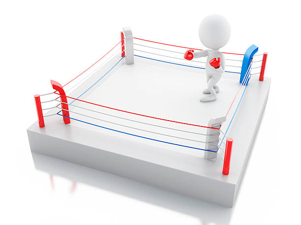 3d リングでボクシングをする2人の白人 - boxing boxing ring rope three dimensional shape ストックフォトと画像