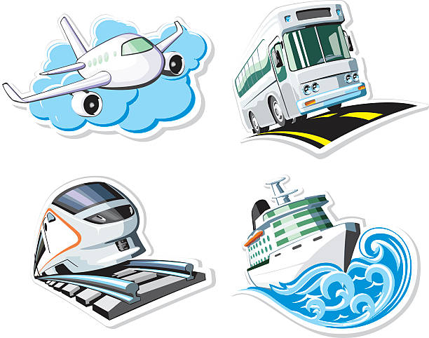 personenbeförderung - airplane sea passage travel commercial airplane stock-grafiken, -clipart, -cartoons und -symbole