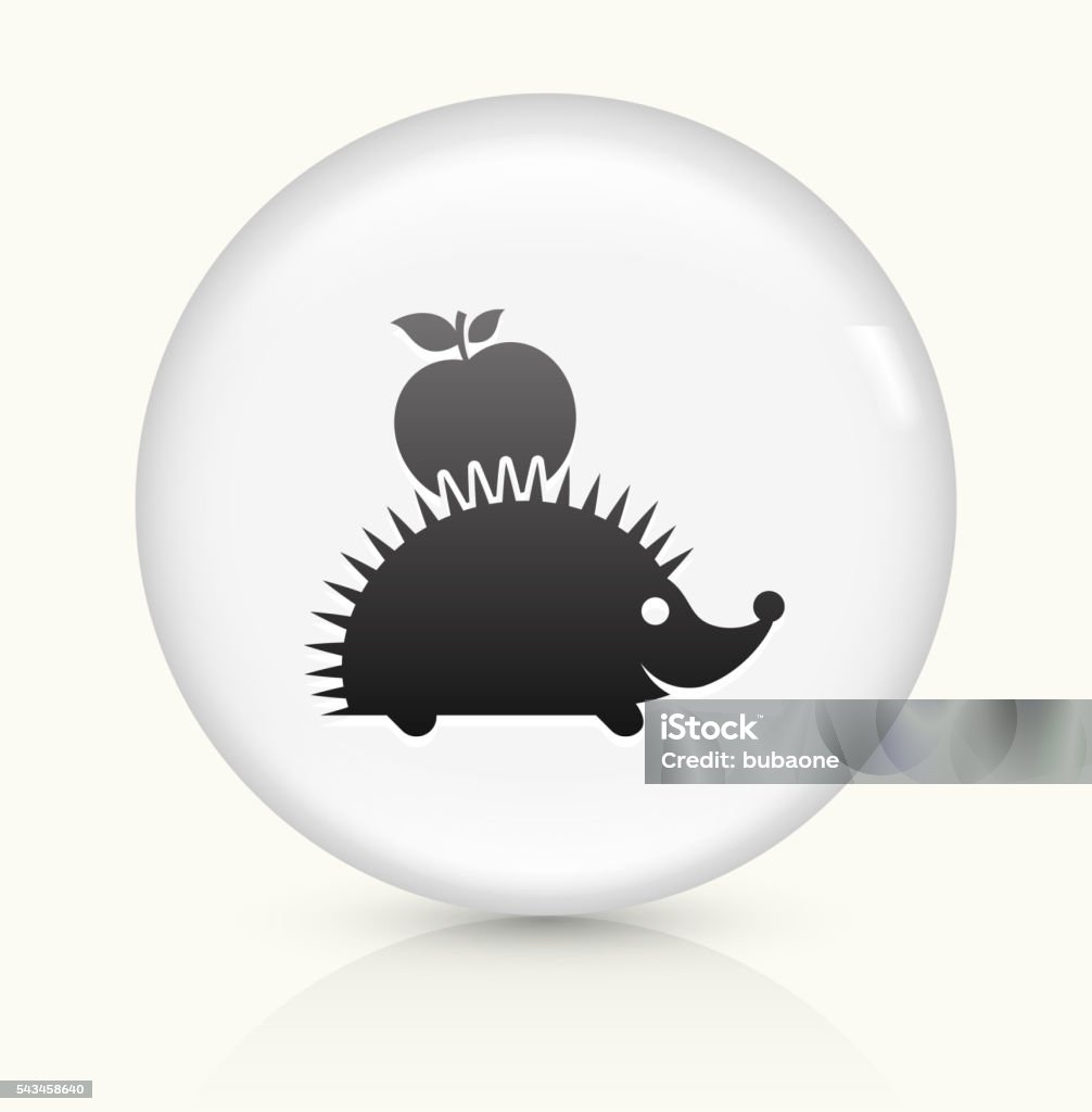 Hedgehog icon on white round vector button Hedgehog Icon on simple white round button. This 100% royalty free vector button is circular in shape and the icon is the primary subject of the composition. There is a slight reflection visible at the bottom. Agriculture stock vector