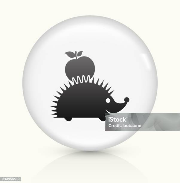 Hedgehog Icon On White Round Vector Button Stock Illustration - Download Image Now - Agriculture, Animal, Apple - Fruit