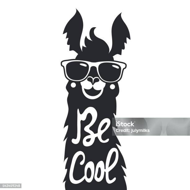 Stylish Llama In Sunglasses Be Cool Lettering Quote Stock Illustration - Download Image Now
