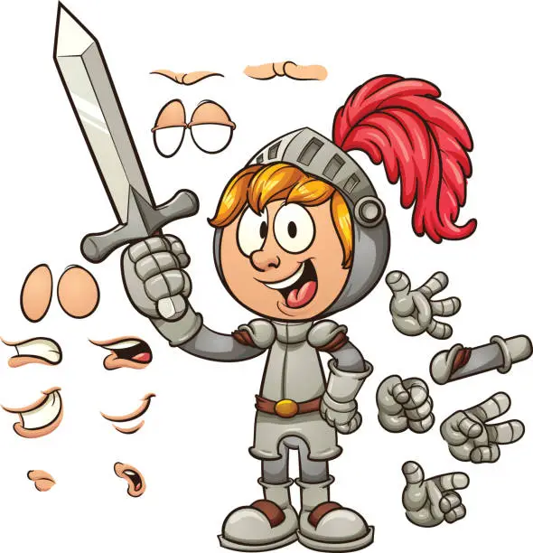 Vector illustration of Cartoon knight