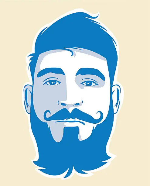 Vector illustration of Man with beard and beige background
