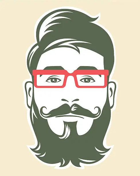 Vector illustration of Hipster with red glasses