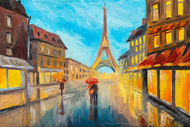 istock Oil painting of Eiffel tower, France 543463276