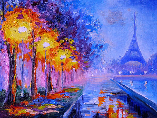 Oil painting of  eiffel tower, france, art work Oil painting of  eiffel tower, france, art work fame photos stock pictures, royalty-free photos & images