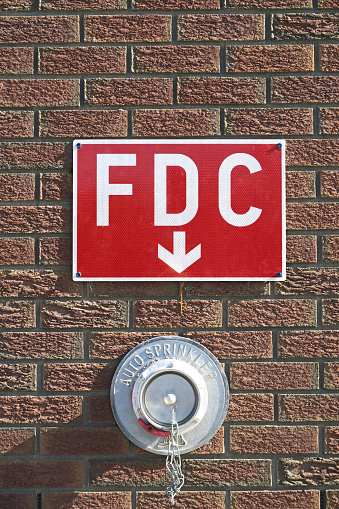 Fdc In Wall Fdc Sign Fire Department Connection For Water On Building Stock Photo ...