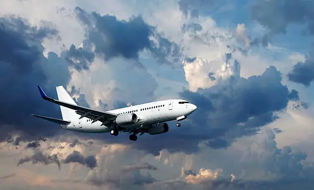 Airbus in the skies over the island of Cyprus, at the airport in Larnaca, Cyprus.