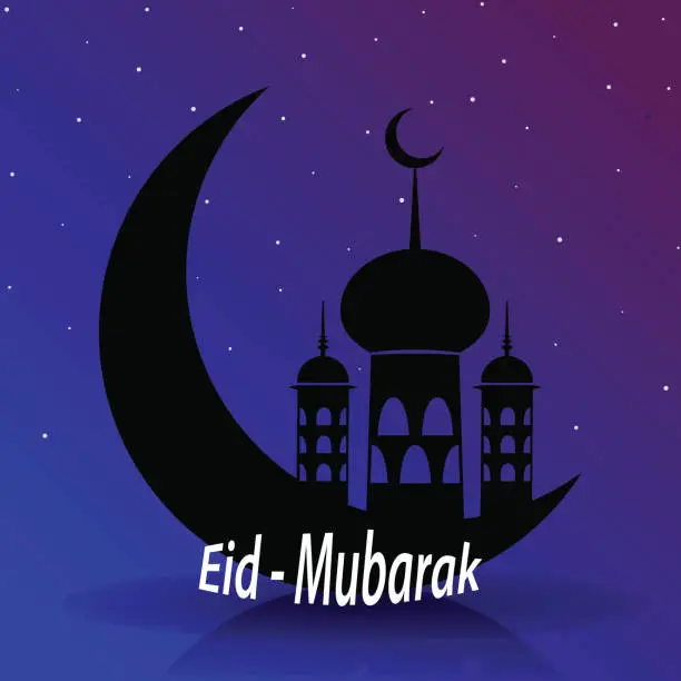 Vector illustration of Eid mubarak beautiful greeting card - islamic background