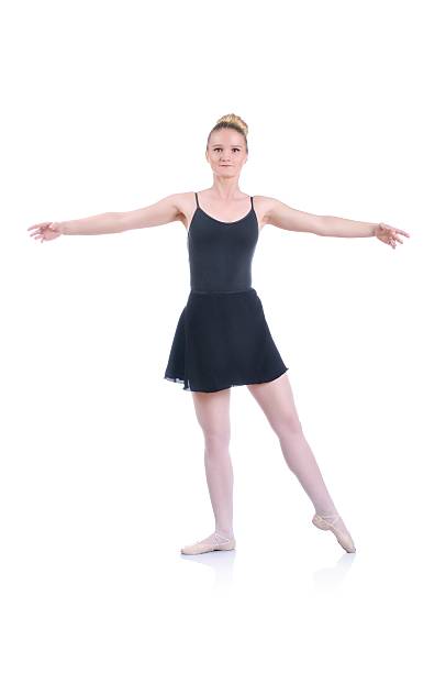 istock Beautiful artistic female ballerina working out, performing art ballet element 543471904