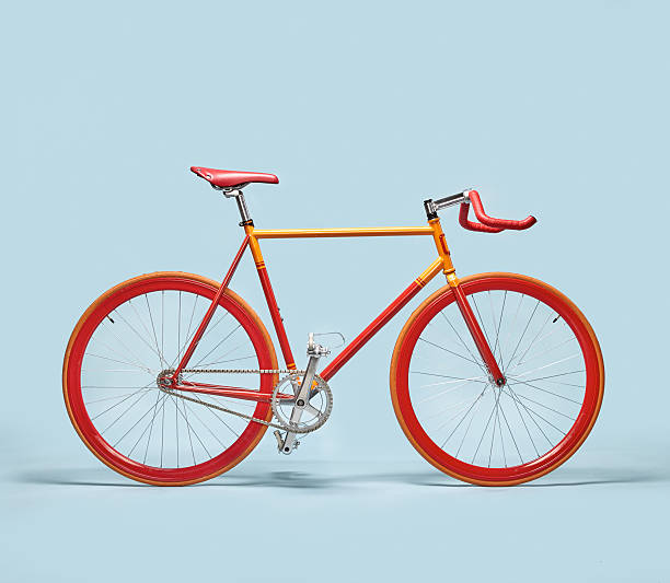 Trendy Orange and Red bicycle stock photo