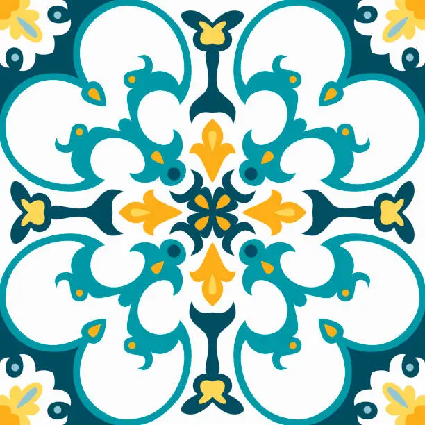 Vector illustration of Oriental traditional tile ornament.