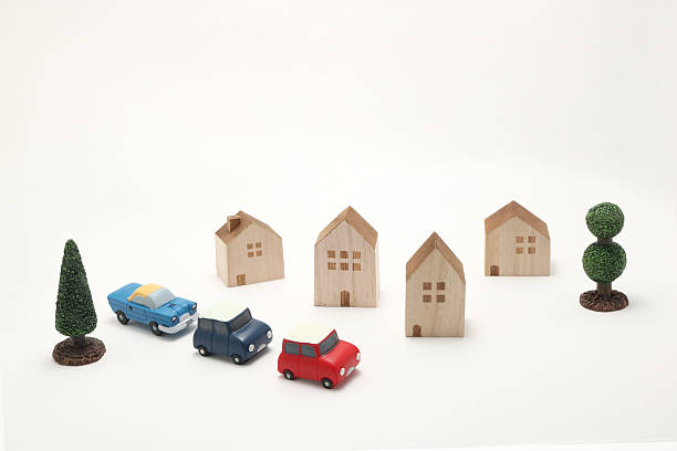 istock Houses, cars, and trees on white background. 543475458