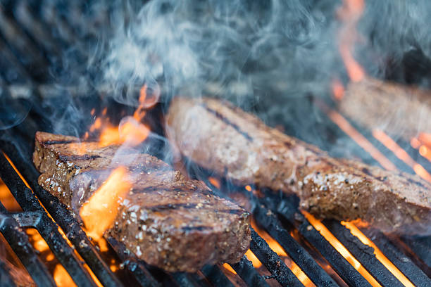Grilled pork ribs on the grill