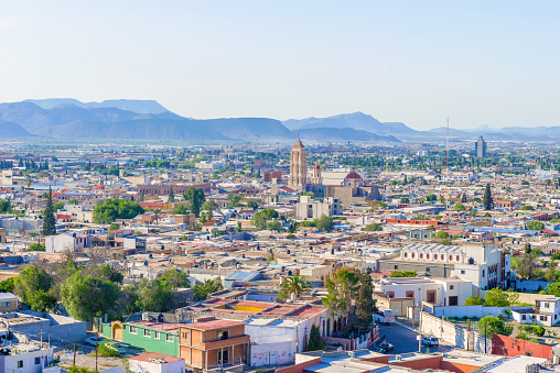 Saltillo, Mexico - June 3, 2013: Panoramic view at the town of Saltillo in Mexico. It is called the Detroit of Mexico due to large amount of car manufacturers in this town.