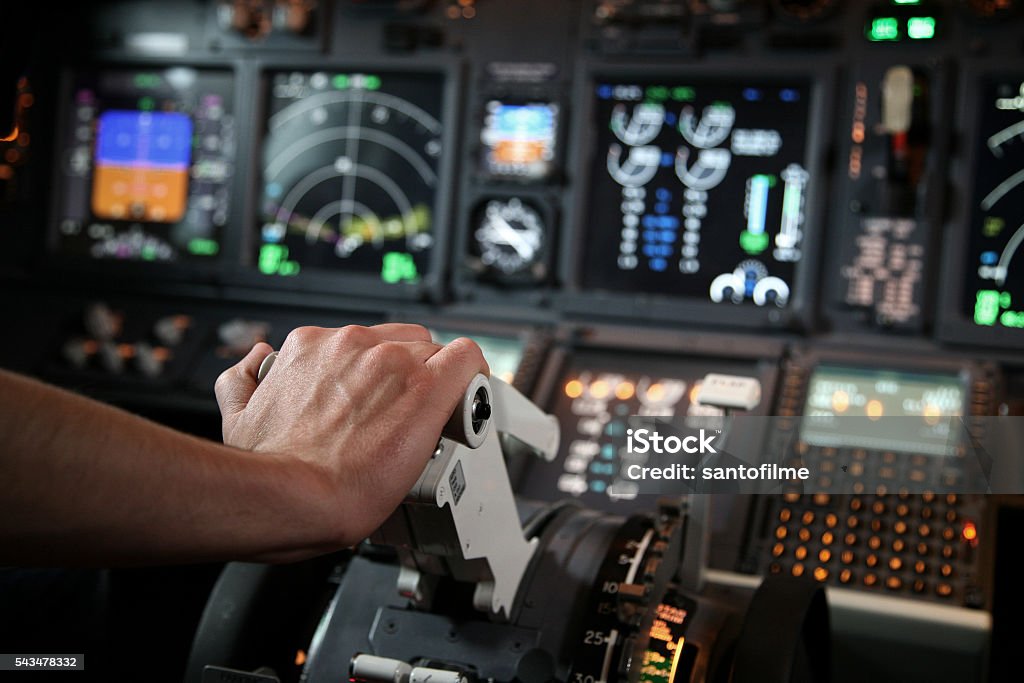 Jet Cockpit 737 NG Drosselklappe - Lizenzfrei Cockpit Stock-Foto