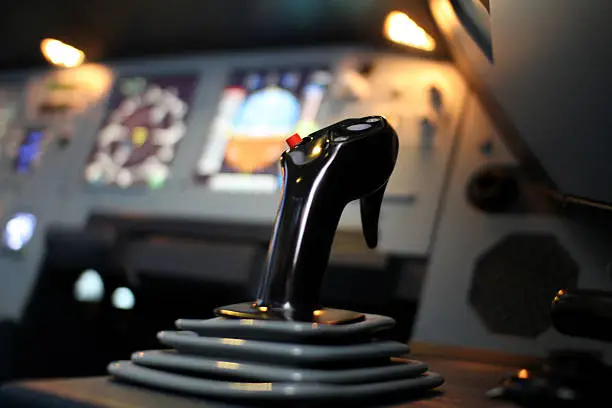 Airbus Flight simulator instruments cockpit with side stick
