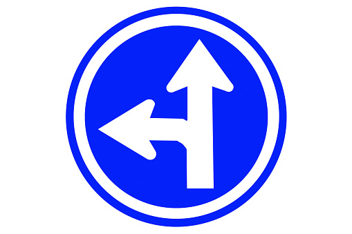 Traffic route sign on blue.