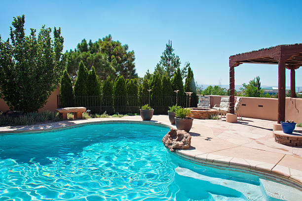 istock Summer Back Yard Patio with Swimming Pool 543484560