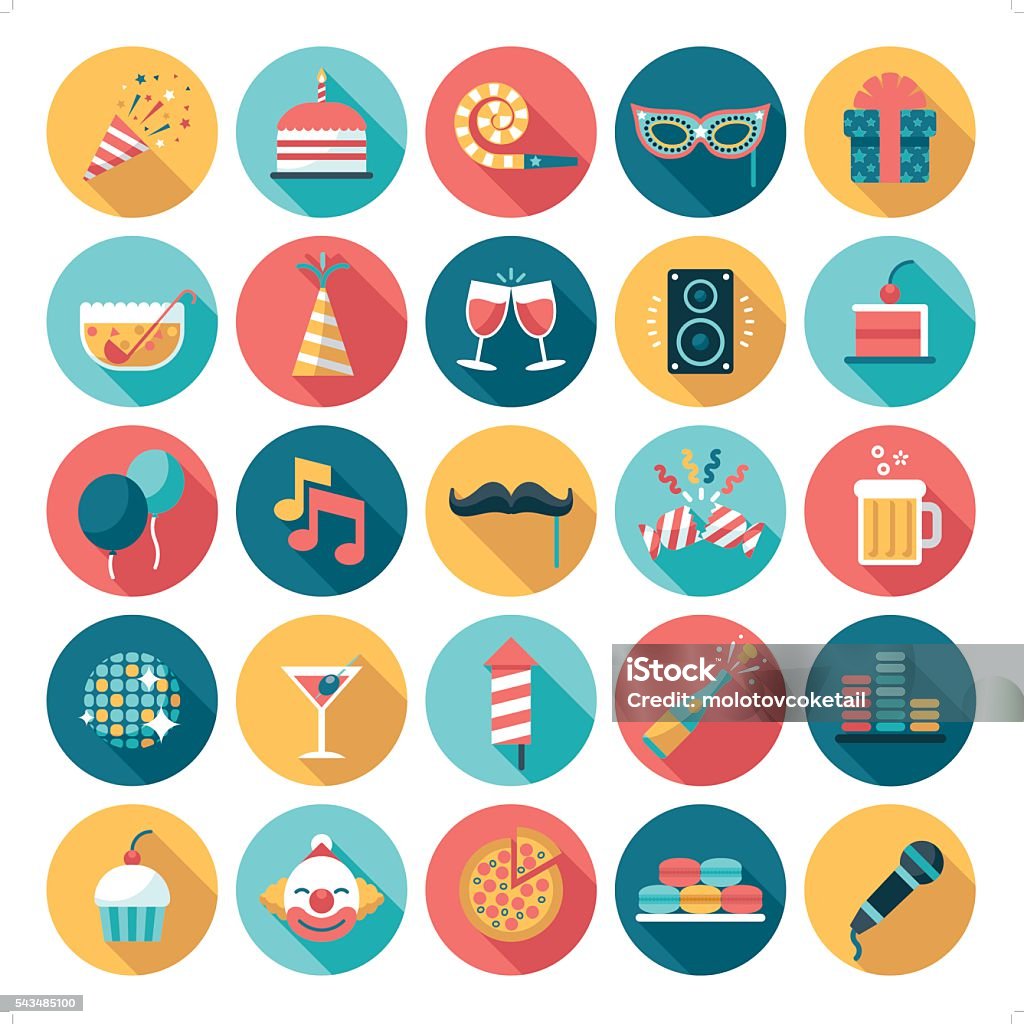 celebration and party icon A set of 25 celebration and party related icon set. Icons are grouped individually. Icon stock vector