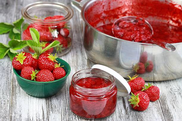 Homemade organic red strawberry jam