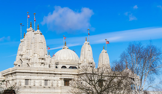 Beautiful hindu temple BAPS Shri Swaminarayan Mandir in London, United Kingdom