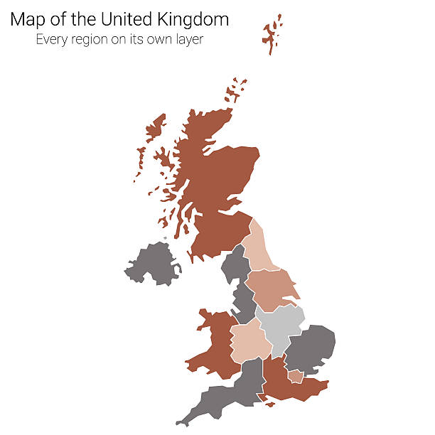 ilustrações, clipart, desenhos animados e ícones de o reino unido mapa edição de cores - uk map regions england