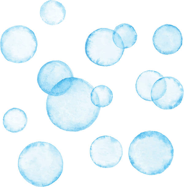 niebieski pęcherzyki akwarela - soap sud bubble cleaning water stock illustrations