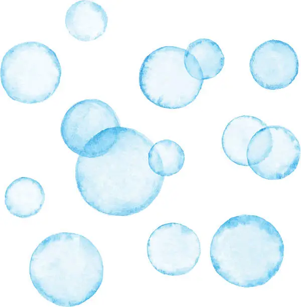 Vector illustration of Watercolor Blue Bubbles