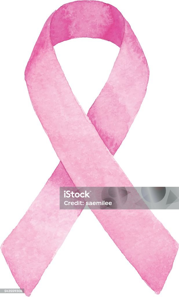 Watercolor Pink Ribbon Vector illustration of pink ribbon. Ribbon - Sewing Item stock vector