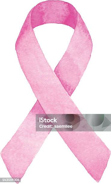 Watercolor Pink Ribbon Stock Illustration - Download Image Now - Ribbon - Sewing Item, Watercolor Painting, Breast Cancer Awareness Ribbon