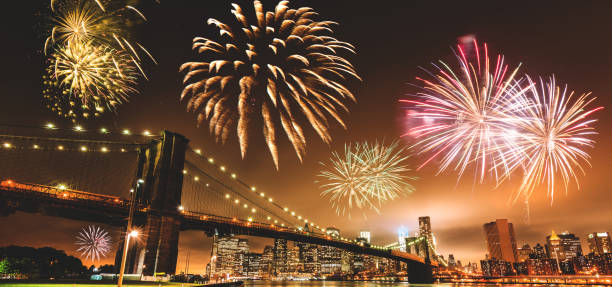 istock fireworks for a national holiday over the brooklyn bridge 543560830