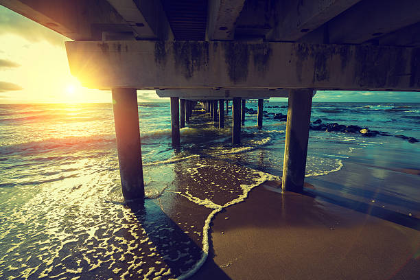 istock Pier on the sea at sunset 543561550