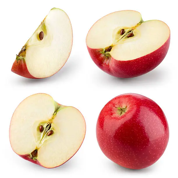 Red apple isolated on white. Collection. With clipping path
