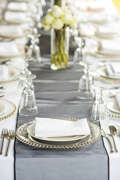 istock Elegance table set up with lotus flowers, selective focus. 543565334