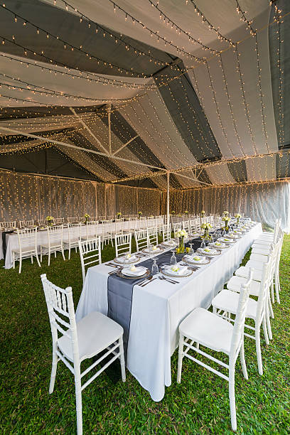 istock Elegance table set up with lotus flowers, selective focus. 543566050