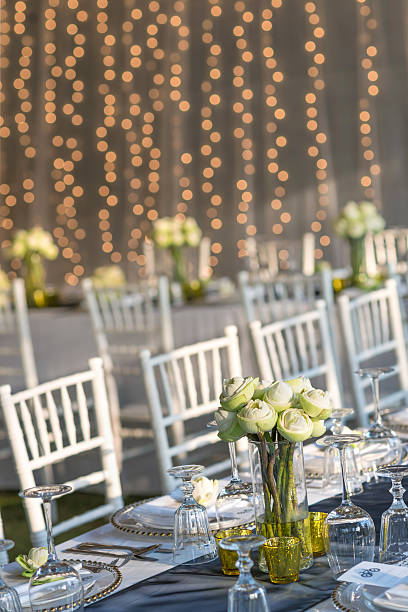 istock Elegance table set up with lotus flowers, selective focus. 543566124