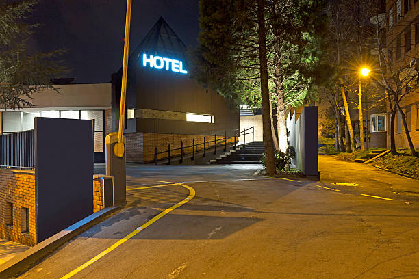 istock Hotel exterior in the night 543568410