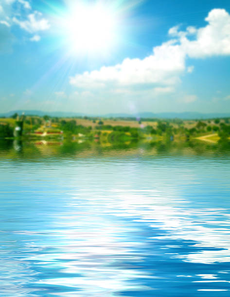 Abstract Surface water ripple and reflection of soft sky and clouds  background