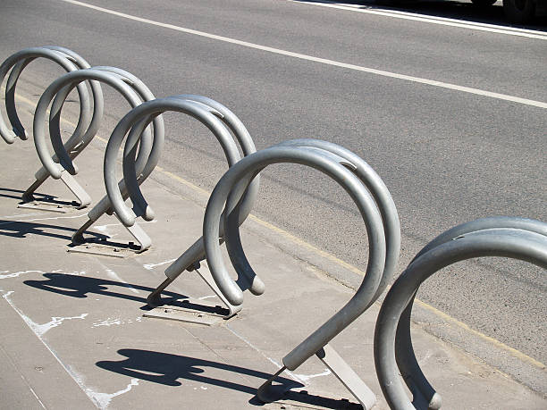 Metal Bicycle Parking Rack Construction stock photo