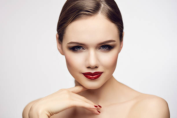 istock Girl with red lips looking foxy 543572452