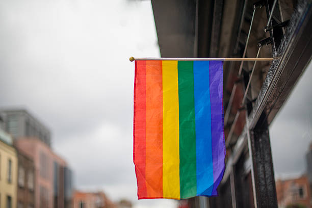 istock Rainbow pride flag outside a business in Dublin 543576190