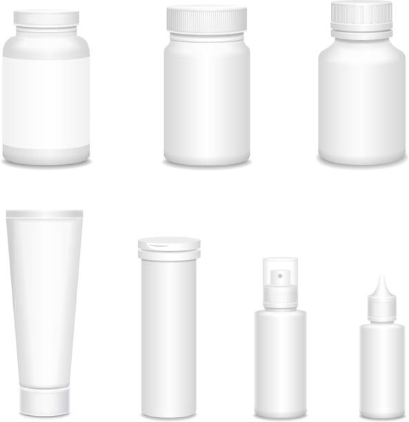 istock Medicine blank white bottles set for sprays and pills realistic 543577350