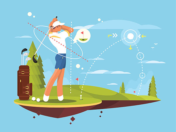 illustrations, cliparts, dessins animés et icônes de mâle golfeur jouant au golf - sports flag golf individual sports sports and fitness