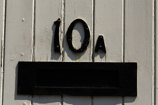 istock Number on an old white wooden door 543581752